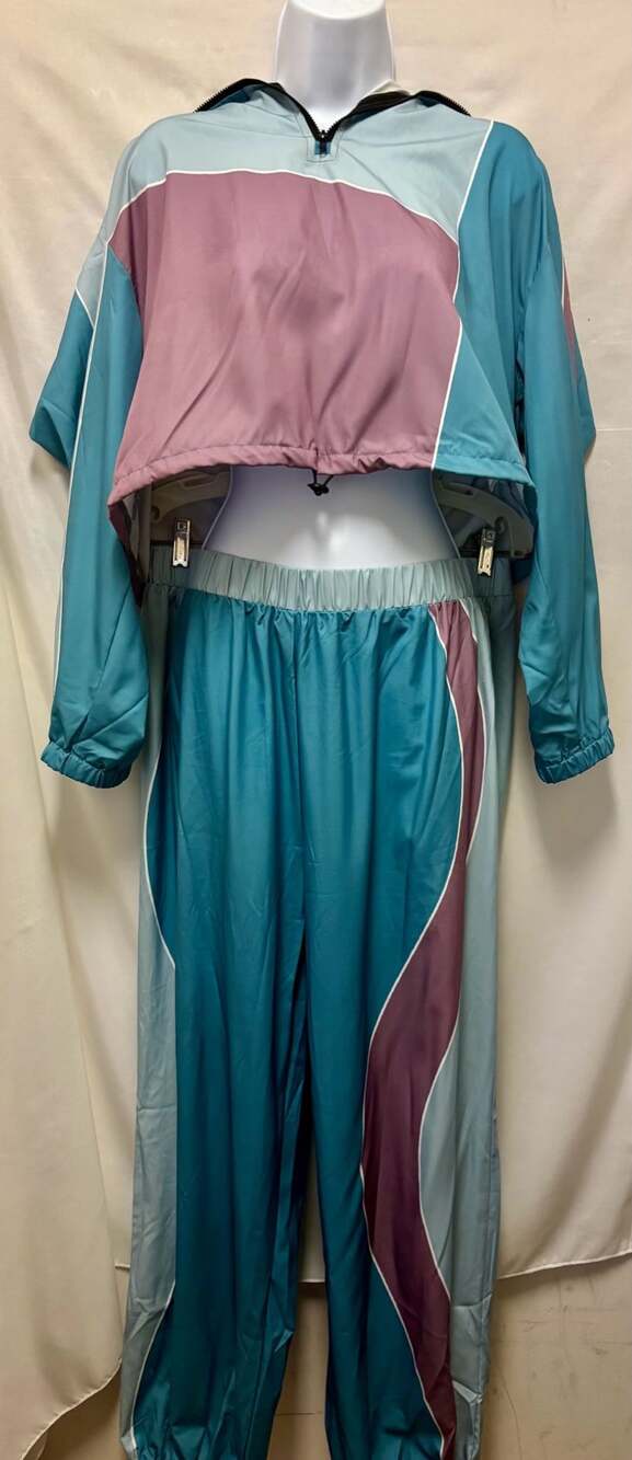SHEIN Curve Colorblock Windbreaker Tracksuit Set 1XL